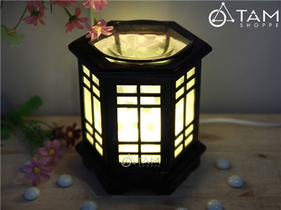 Đèn xông tinh dầu gỗ lục giác kính